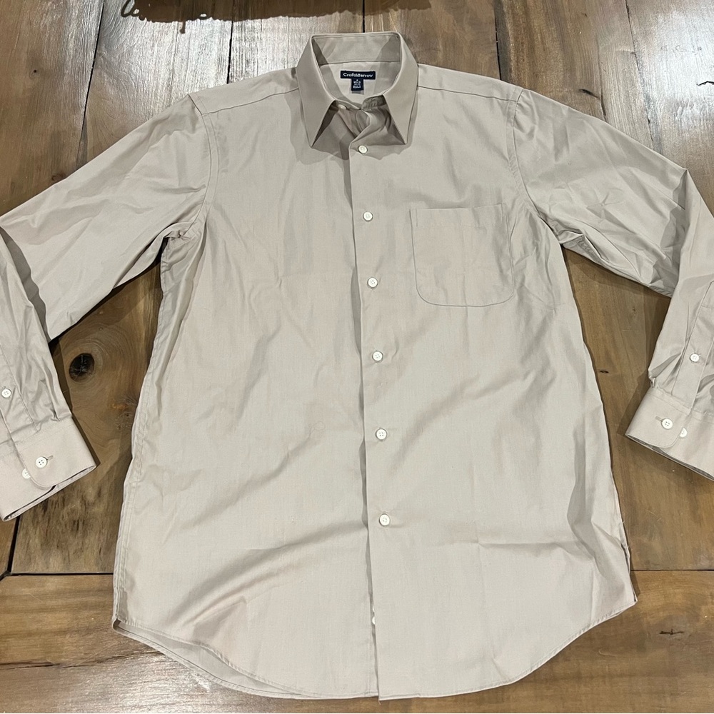 Croft & Barrow Men’s Long-Sleeve Dress Shirt, Size S 14.5-15 32/33, Beige